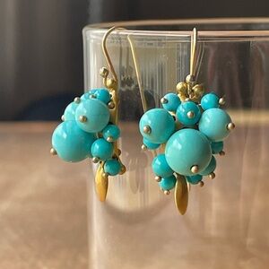 Ted Muehling Bug Clusters Earrings Sleeping Beauty Turquoise 22k Gold